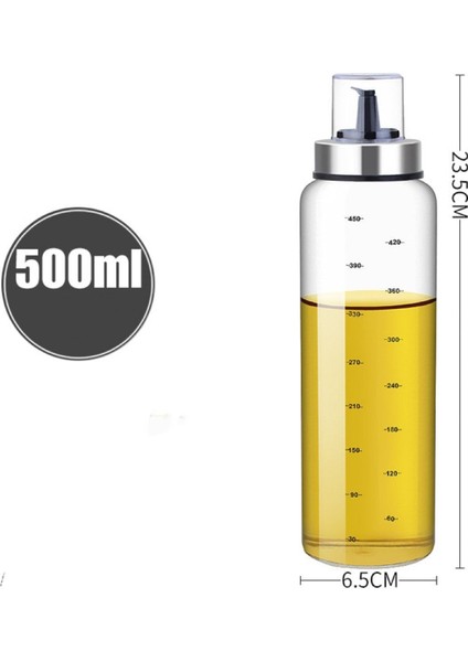 Şeffaf Cam Yağlık 500ml, Isıya Dayanıklı, Damlatmaz, Beyaz Renk, Pratik ve Kullanışlı