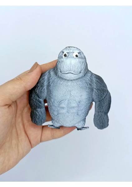 Squishy Goril Önleyici Gorilla 9 cm Sukuşi Maymun - Koyu Gri