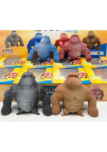 Squishy Goril Önleyici Gorilla 9 cm Sukuşi Maymun - Koyu Gri