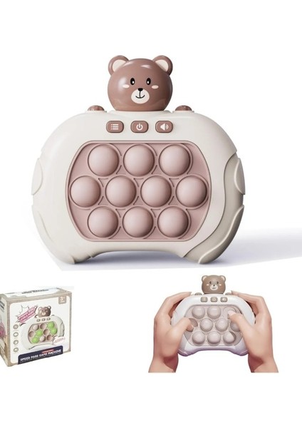 Popit Makinesi Işıklı Oyun Pilli Fidget Kabarcık -Ayıcık