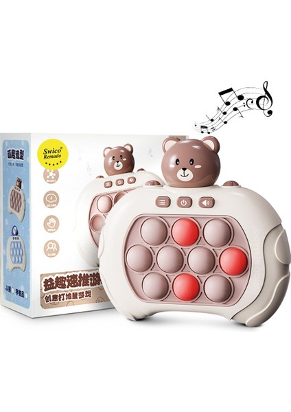Popit Makinesi Işıklı Oyun Pilli Fidget Kabarcık -Ayıcık