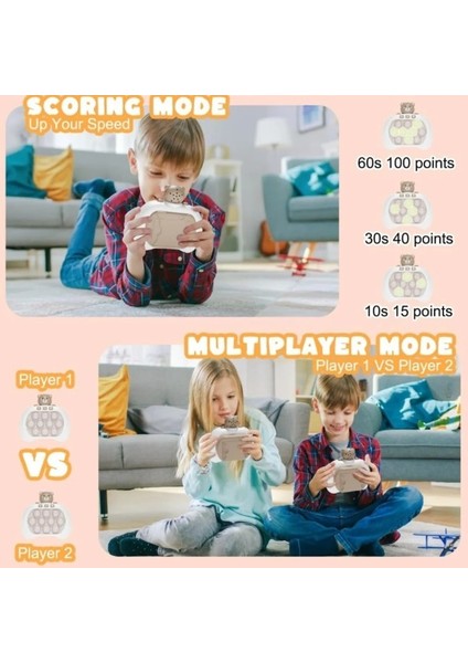 Popit Makinesi Işıklı Oyun Pilli Fidget Kabarcık -Ayıcık