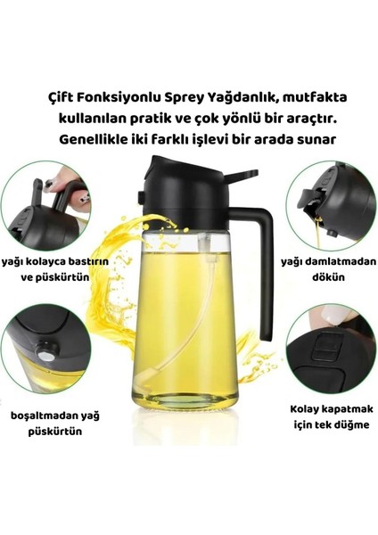 Çok Renkli Çok Fonksiyonlu Sprey Yağ ve Sirke Dağıtıcı, 2'si 1 Arada, 500-749 ml fiyatları