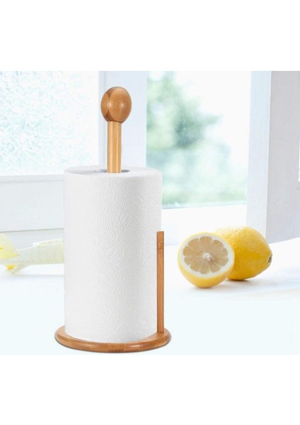 Bambu Kağıt Havluluk Yuvarlak Dekoratif Peçetelik Rulo Kağıt Havlu Standı
