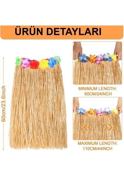 Hawaii Tarzı Hula Eteği – 60 cm Hasır Natural Etek