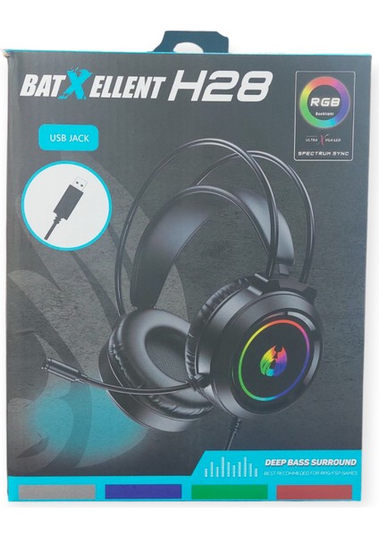 H28 LED Işıklı USB Kablolu 7.1 Stereo Bas Bilgisayar Dizüstü Oyuncu Gaming Kulak Üsütkulaklık