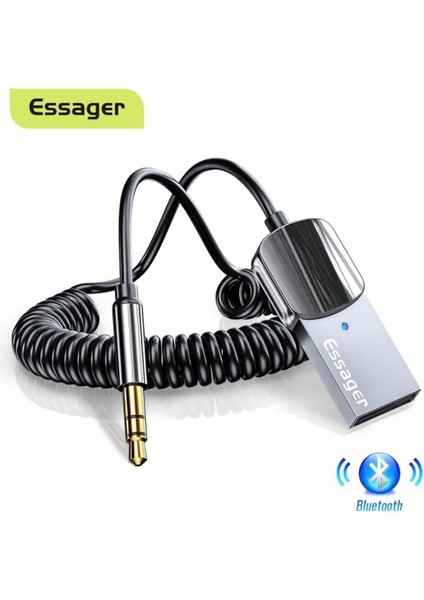 Mikrofonlu 3.5 mm Aux Bluetooth 5.0 Uyumlu Alıcı Adaptör Araç Kiti 3.5mm Aux