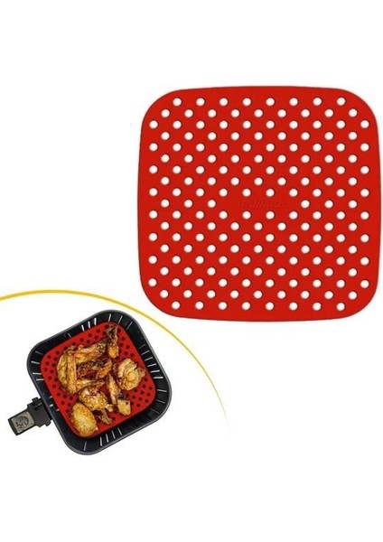 Buffer® Renkli Isıya Dayanıklı Yıkanılabilir Silikon Fırın ve Airfryer Kare Pişirme Matı 21,5 cm