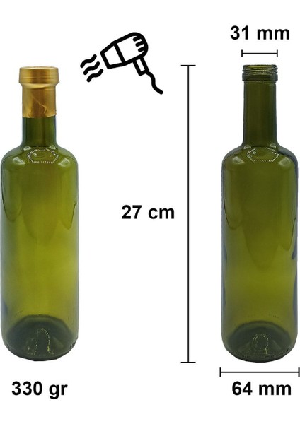 500 ml yeşil cam şişe, şık ve kullanışlı, kapaklı, tek adet fiyatları