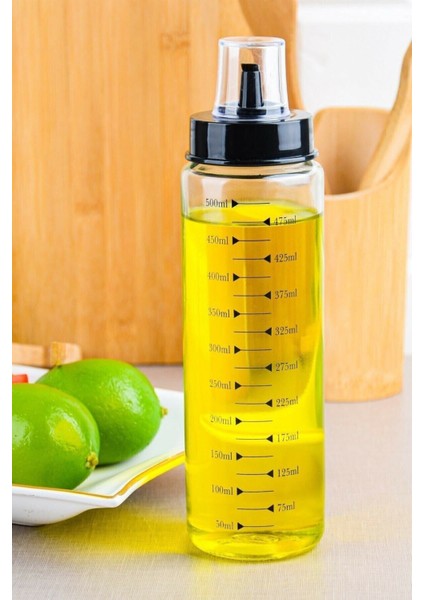 Şeffaf cam yağdanlık, 450 ml, damlatmaz, sirkelik, 2 parça, beyaz renk