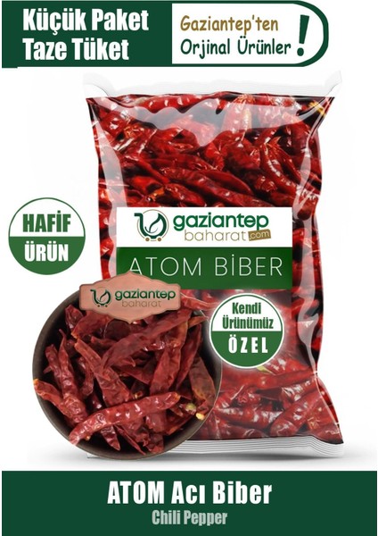Atom Acı Biber – Kurutulmuş Mezelik Atom Biber 100 gr | Gaziantep Üretimi