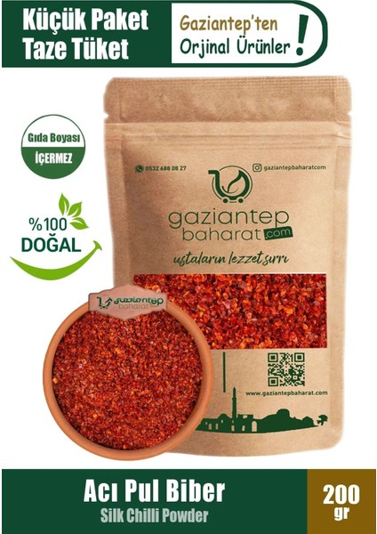 Kırmızı Acı Pul Biber 200 gr – Doğal Katkısız Gaziantep Yöresel Baharat