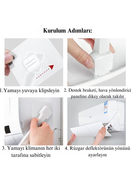 Tak Çıkar Ayarlanabilir Klima Hava Yönlendirici Siperlik Split Tipi Pratik Klima Aparatı