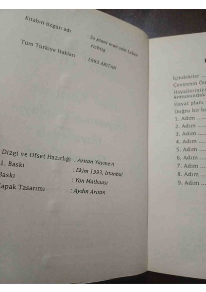 Kirschner Hayat Okulu - Hayatınızı Planlayın, Hayalleriniz Gerçek Olsun 1993 Yili 1 Basim 134 Sayfa fiyatları
