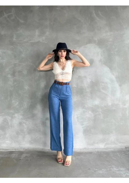 NL Kadın Beli Kemerli Keten Pantolon fiyatları