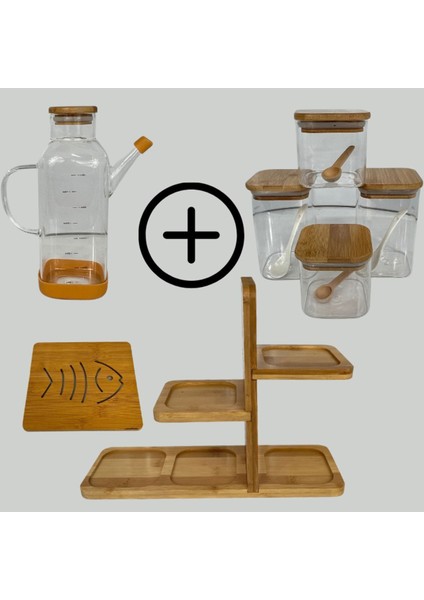 Bambu Standlı 16 Parça Borosilikat Kavanoz ve Baharatlık Seti Bej Renk fırsatları