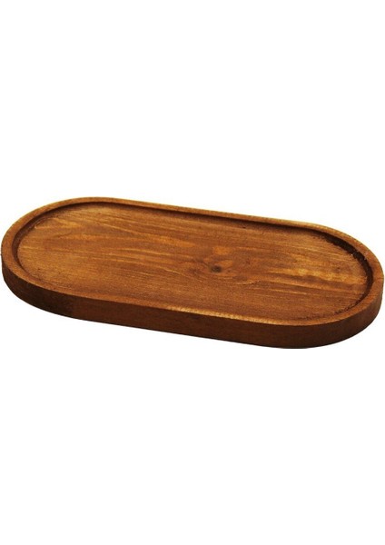 Koyu kahverengi ahşap oval yağdanlık altlık, 25x12.5cm, zarif ve şık tasarım
