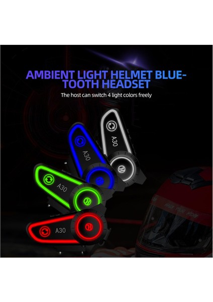 A30 Bluetooth Kask Kulaklık Intercom, 2800MAH Pil , Bluetooth 5.2, Su Geçirmez,3 LED Fonskiyonlu