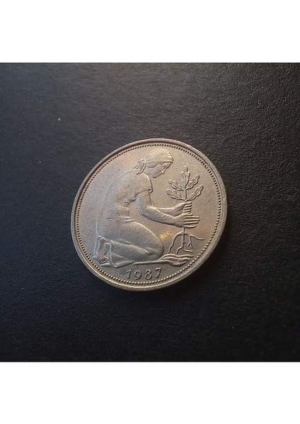 39963680E8B8EEBE77 Almanya 50 Pfennig (1987-G) Çil-Nadir Çıkar Eski Madeni Para.