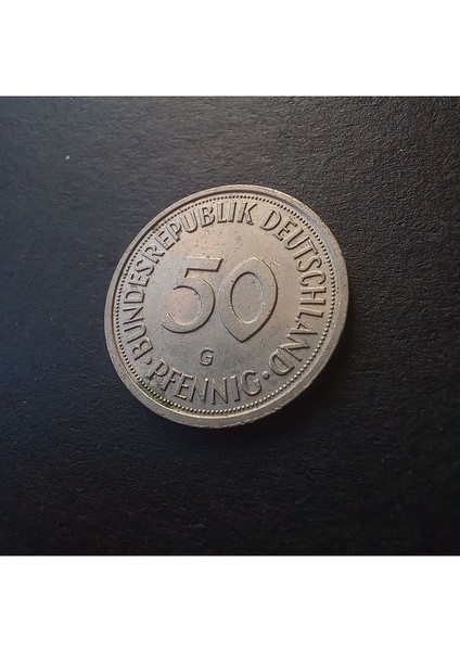 39963680E8B8EEBE77 Almanya 50 Pfennig (1987-G) Çil-Nadir Çıkar Eski Madeni Para.