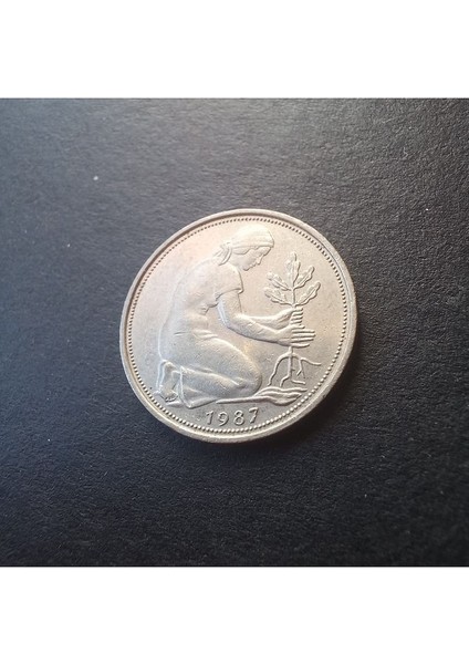 39963680E8B8EEBE77 Almanya 50 Pfennig (1987-G) Çil-Nadir Çıkar Eski Madeni Para.