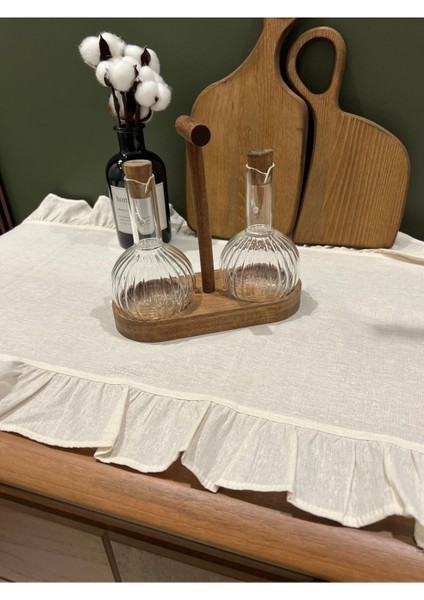 Modern 3'lü ahşap yağdanlık seti, şık ve kullanışlı 300 ml kahverengi tasarım