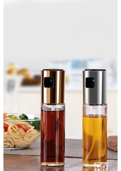Şeffaf cam sprey yağlık, 100 ml, 2'li set, turuncu renk, püskürtmeli, şık tasarım
