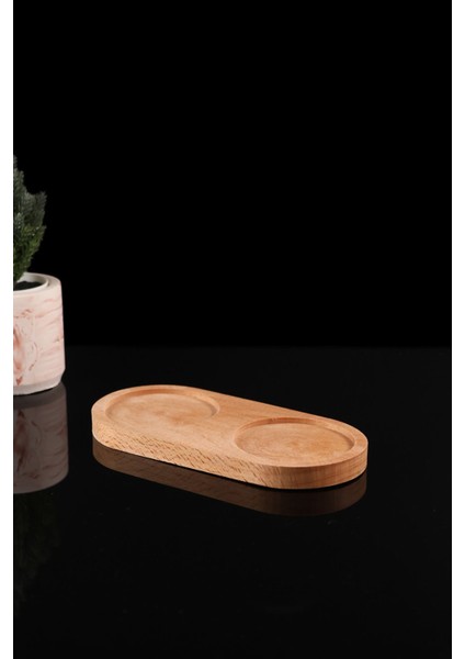 Doğal ahşap çiftli oval stand, yağdanlık ve sabunluk, 19x9 cm, kahverengi modelleri