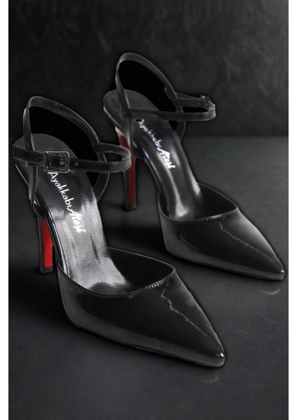 Kadın Ince Topuklu Bilekten Tokalı Ayakkabı Parlak Sivri Burun Model Abiye fiyatları