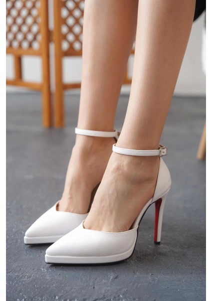 Kadın Moda Baretli Sivri Burun Topuklu Ayakkabı Şık ve Zarif Abiye Ayakkabı