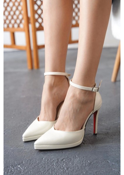 Kadın Moda Baretli Sivri Burun Topuklu Ayakkabı Şık ve Zarif Abiye Ayakkabı