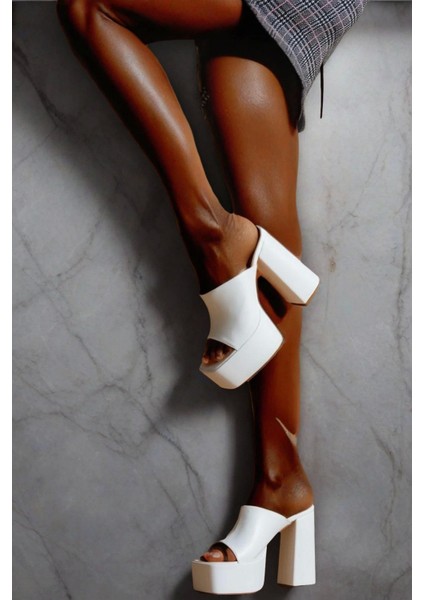 Kadın Moda Yüksek Platform Kalın Topuklu Ayakkabı Şık ve Zarif Abiye Ayakkabı