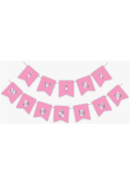 Pembe Gümüş Iyi Ki Doğdun Banner