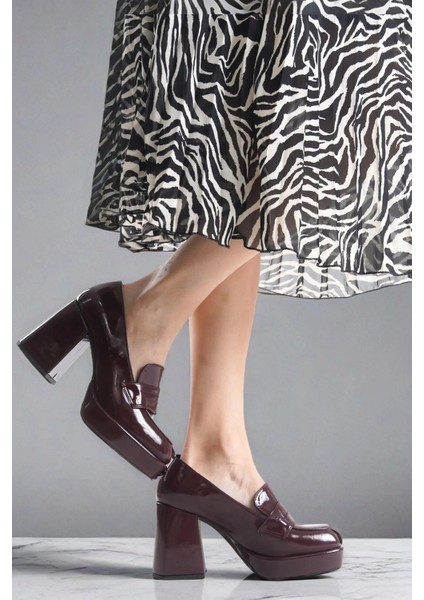 Kadın Moda Platform Kalın Topuklu Loafer Şık ve Zarif Abiye Ayakkabı modelleri