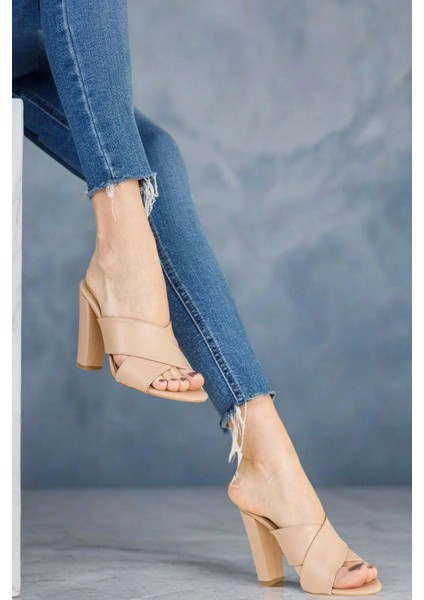 Kadın Moda Çapraz Bantkalın Topuklu Terlik Şık ve Zarif Abiye Ayakkabı fiyatları
