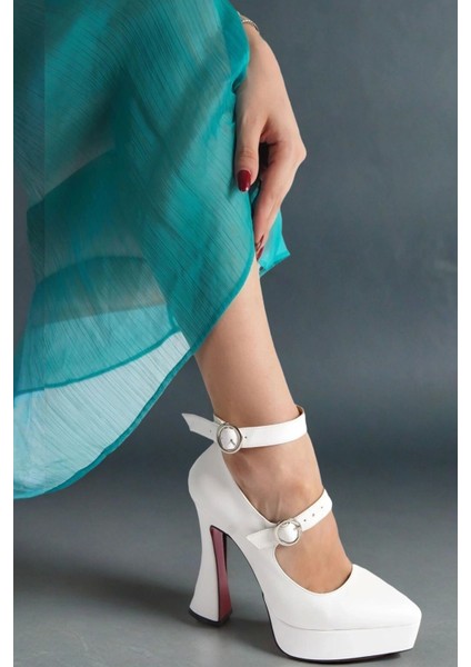 Kadın Moda Baret Detaylı Özel Tasarım Platform Ayakkabı Şık ve Zarif Abiye Ayakkabı
