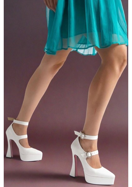 Kadın Moda Baret Detaylı Özel Tasarım Platform Ayakkabı Şık ve Zarif Abiye Ayakkabı fırsatları