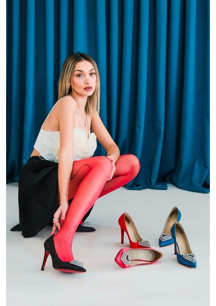 Kadın Moda Kalp Tokalı Stiletto Topuklu Ayakkabı Şık ve Zarif Abiye Ayakkabı fırsatları