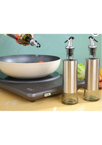 350 ml Yağdanlık ve Sosluk Seti, Sızdırmaz, Damlatmaz, Şık Gri Tasarım
