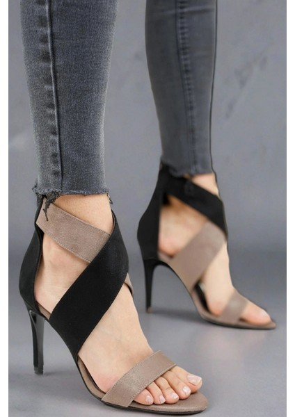 Kadın Moda Ince Topuklu Tasarım Bantlı Topuklu Ayakkabı Şık ve Zarif Abiye Ayakkabı