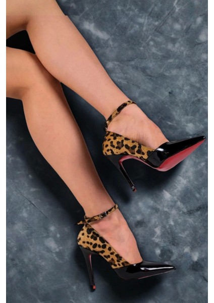 Kadın Moda Ince Topuklu Baretli Ayakkabı Stiletto Şık ve Zarif Abiye Ayakkabı