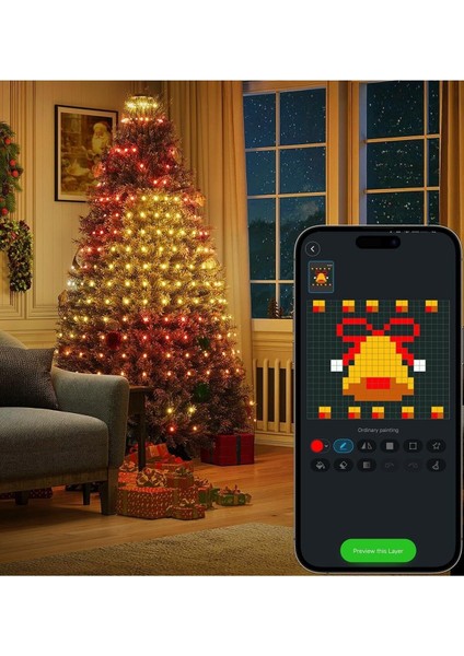 Noel Ağacı Peri Işıkları, Akıllı 480 LED Rgbıc Noel Işıkları, 2 M x 24 Iç Mekan Işık Dizisi modelleri