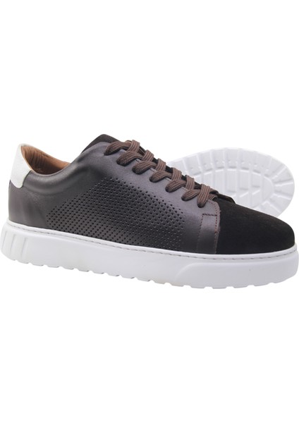 Erkek Kahve Deri & Süet Sneaker