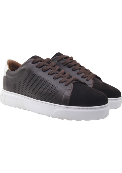 Erkek Kahve Deri & Süet Sneaker