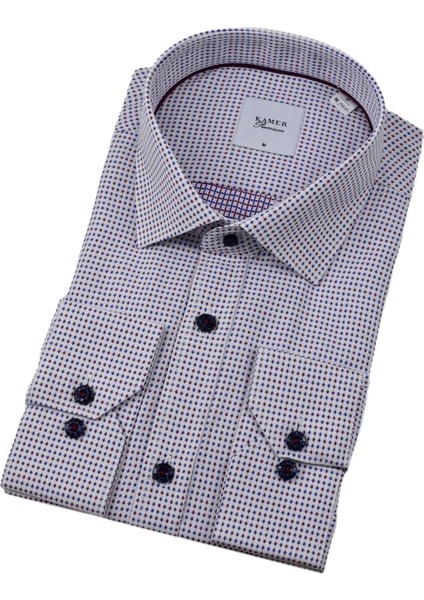 Erkek Klasik Puantiyeli Uzun Kol Gömlek 3596 BGL-ST04402