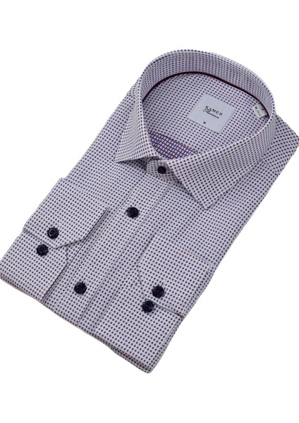 Erkek Klasik Puantiyeli Uzun Kol Gömlek 3596 BGL-ST04402 modelleri