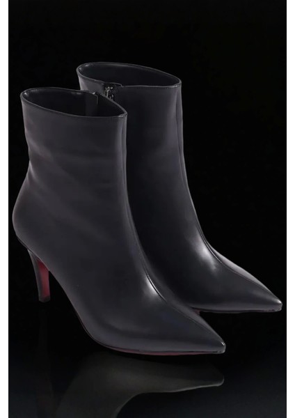 Kadın Moda Kısa Topuklu Sivri Burun Bot Şık ve Zarif Abiye Ayakkabı