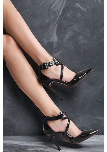 Kadın Sivri Burun Çapraz Bant Topuklu Ayakkabı Tokalı Ince Topuk Stiletto Edrie fiyatları