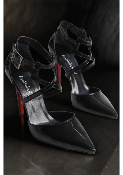 Kadın Sivri Burun Çapraz Bant Topuklu Ayakkabı Tokalı Ince Topuk Stiletto Edrie modelleri