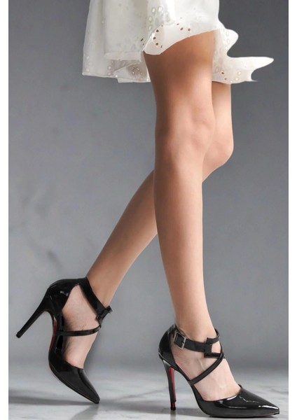 Kadın Sivri Burun Çapraz Bant Topuklu Ayakkabı Tokalı Ince Topuk Stiletto Edrie fırsatları